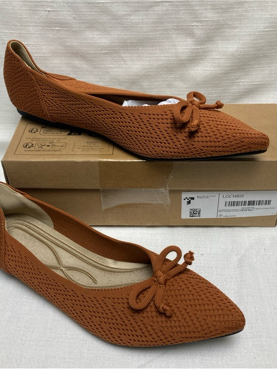 Shoes - Women's Pointed Knit Ballet Flats - Rust